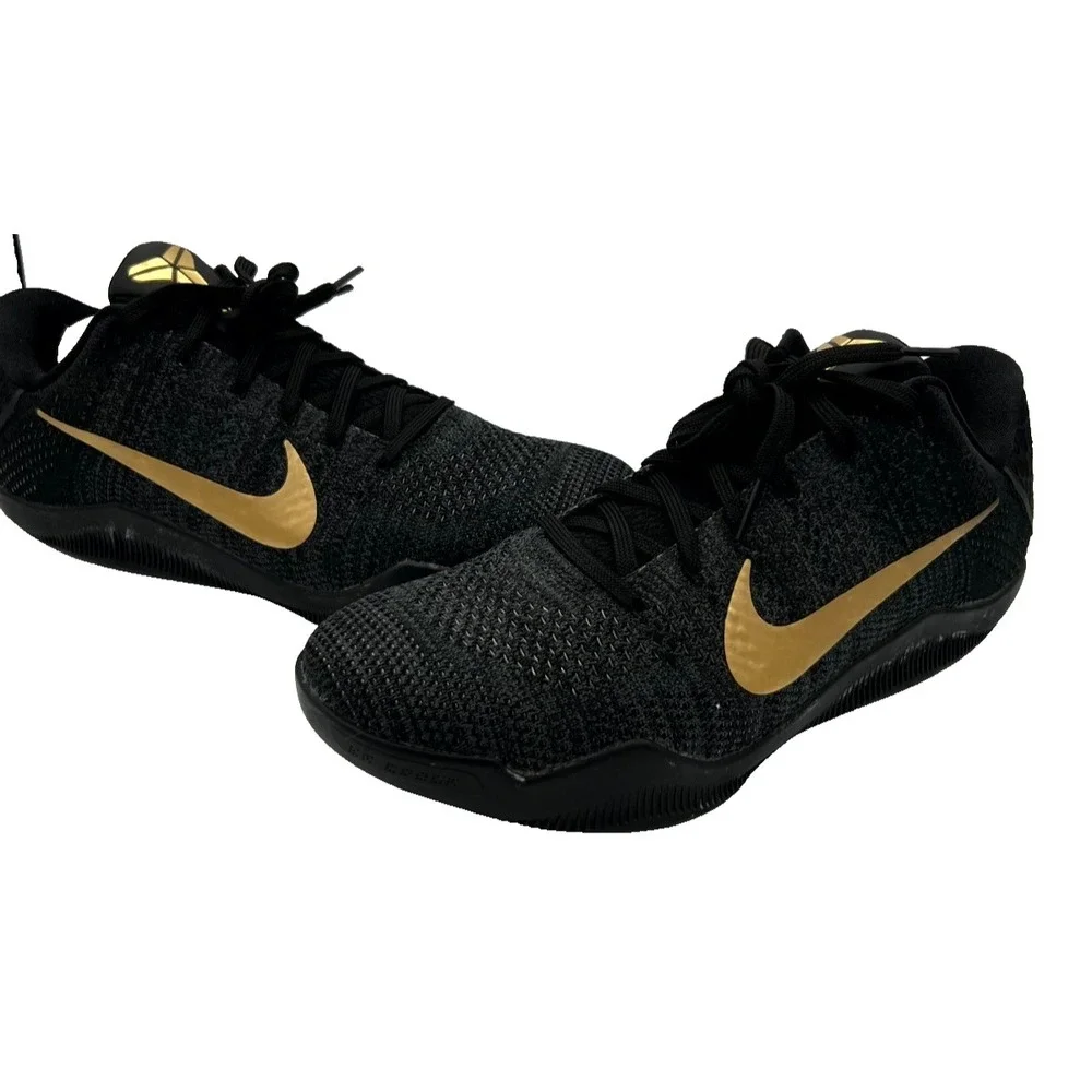 Nike Kobe 11 Elite Low 885003-994 Mens 9.5‎ Sneakers Cozy Gold Black Mamba Shoes